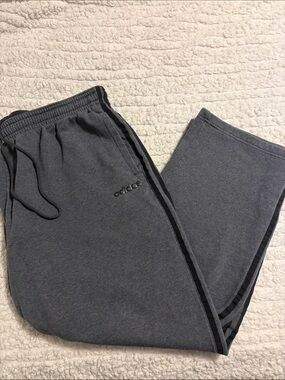 adidas Dark Gray Fleece Track Pants with Black Stripes
